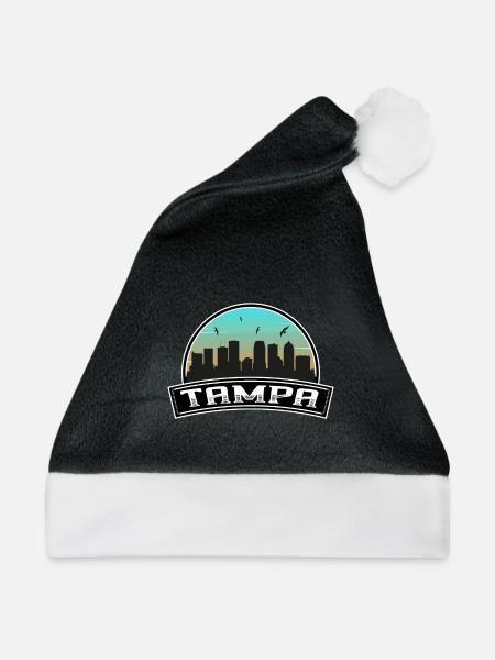 Tampa Florida USA Skyline Souvenir - Weihnachtsmütze - Schwarz/Weiß - Vorne