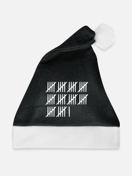 51 Geburtstag Strichliste 51 Jahre alt - Weihnachtsmütze - Schwarz/Weiß - Vorne