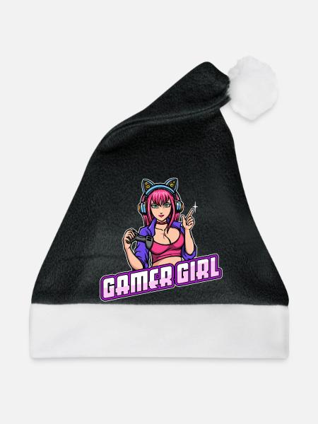 Gamer Königin Headset Controller Zocker - Weihnachtsmütze - Schwarz/Weiß