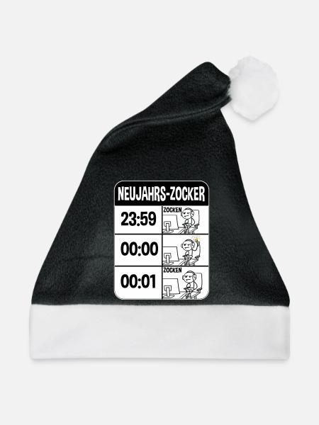 Zocken Zocker Videogames Gamer - Weihnachtsmütze - Schwarz/Weiß - Vorne