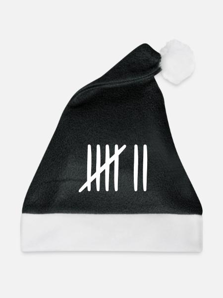 7 Geburtstag Strichliste - 7 Jahre alt - Weihnachtsmütze - Schwarz/Weiß