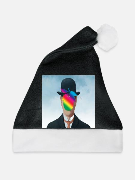 Regenbogen Apfel-Mann - Weihnachtsmütze - Schwarz/Weiß - Vorne