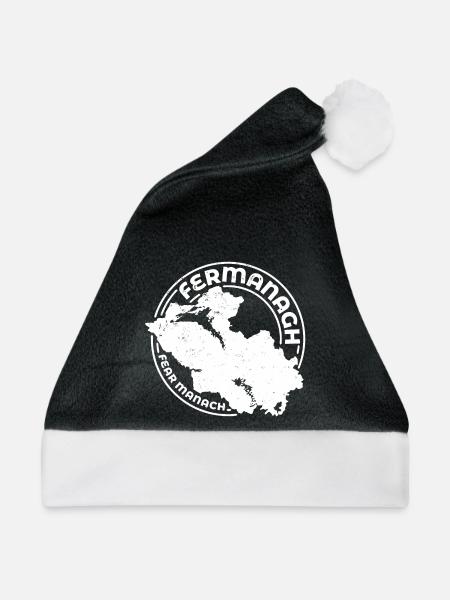 Fermanagh Irland County | Landkarte Kontur Stempel - Weihnachtsmütze - Schwarz/Weiß - Vorne