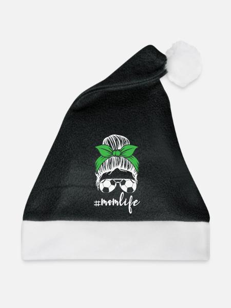 Fußball-Mama-Leben Chaotische Dutt Sonnenbrille Bandana - Weihnachtsmütze - Schwarz/Weiß - Vorne