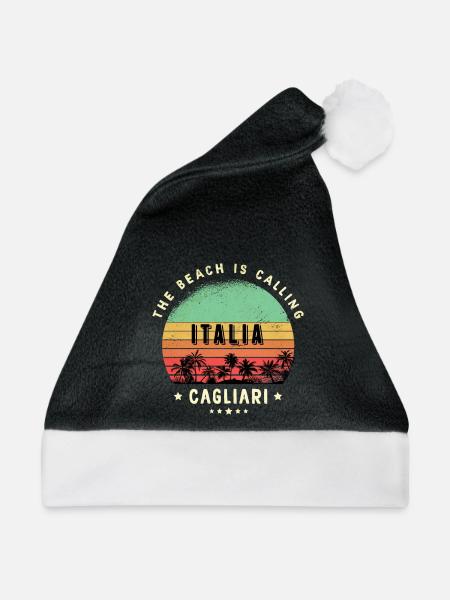 Cagliari Italien Strand Design - Weihnachtsmütze - Schwarz/Weiß
