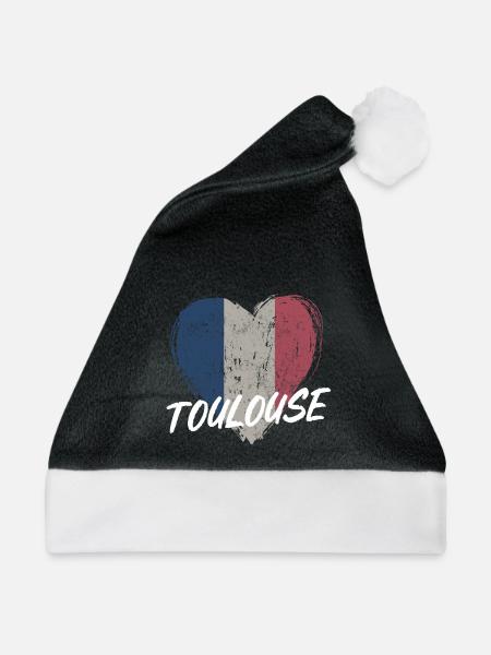 Retro-Abzeichen, Toulouse Frankreich ist meine Heimatstadt - Weihnachtsmütze - Schwarz/Weiß - Vorne