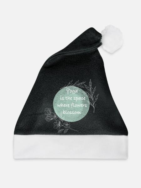 Yoga Raum Blumenblüte - Weihnachtsmütze - Schwarz/Weiß - Vorne