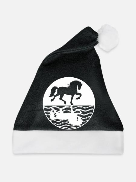 Pferdenarr Islandpferde Galopp Pferdeliebe - Weihnachtsmütze - Schwarz/Weiß - Vorne