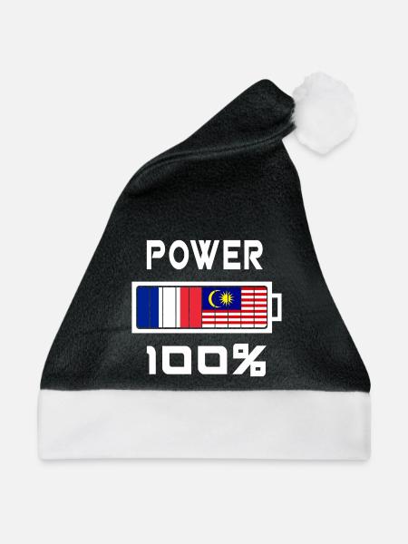 Malaysia und Frankreich machen 100% - Weihnachtsmütze - Schwarz/Weiß