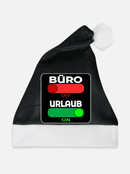 BÜRO OFF - URLAUB ON - SPRÜCHE - Weihnachtsmütze - Schwarz/Weiß