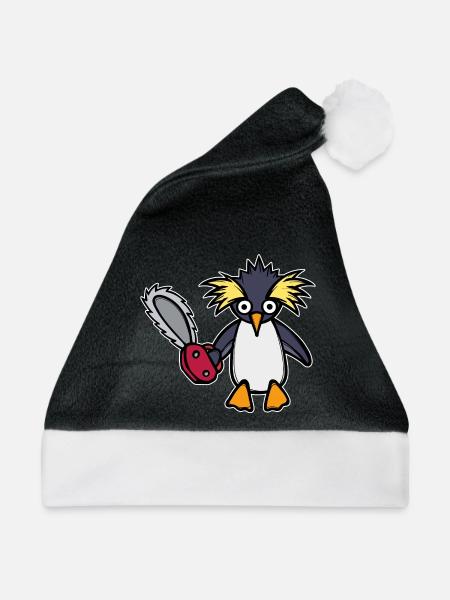 Vogel Pinguin Tier Zoo Seevogel Arktis - Weihnachtsmütze - Schwarz/Weiß - Vorne