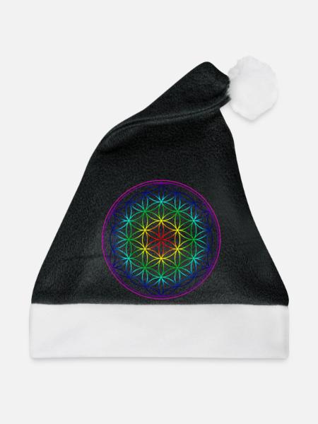 REGENBOGENBLUME DES LEBENS - Weihnachtsmütze - Schwarz/Weiß