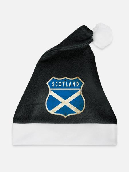 Schottland Wappen Flaggen Design - Weihnachtsmütze - Schwarz/Weiß - Vorne