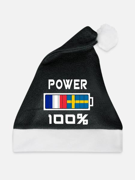 Power 100% Schweden und Frankreich - Weihnachtsmütze - Schwarz/Weiß