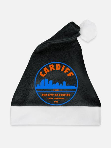 Cardiff Skyline Badge - Weihnachtsmütze - Schwarz/Weiß