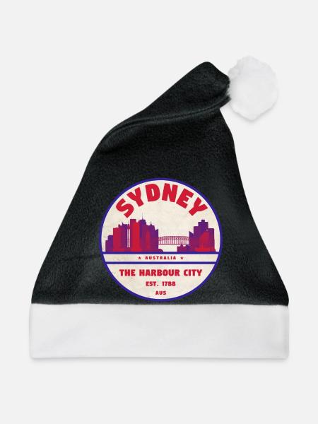 Sydney Skyline Badge - Weihnachtsmütze - Schwarz/Weiß