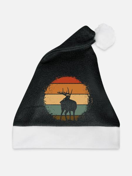 Hirsch - Weihnachtsmütze - Schwarz/Weiß