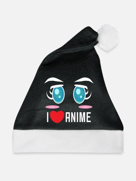 Popkultur Comic zeichentrick Anime Statement Herz - Weihnachtsmütze - Schwarz/Weiß - Vorne