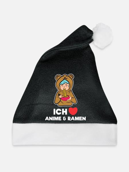 Herz Manga Anime Popkultur Statement Zeichentrick - Weihnachtsmütze - Schwarz/Weiß - Vorne