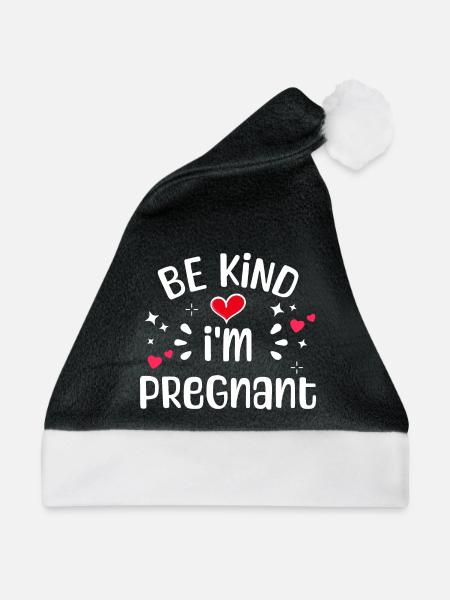 Schwanger Statement Schwangerschaft Babybauch - Weihnachtsmütze - Schwarz/Weiß - Vorne