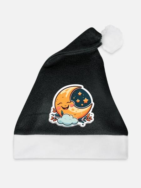 Happy Moon - Weihnachtsmütze - Schwarz/Weiß