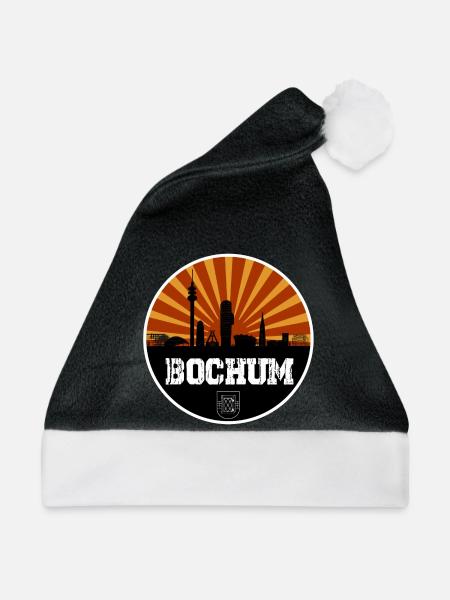 Bochum Retro Skyline - Weihnachtsmütze - Schwarz/Weiß