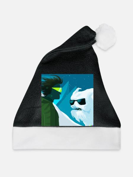 Yeti-Begegnungen - Weihnachtsmütze - Schwarz/Weiß