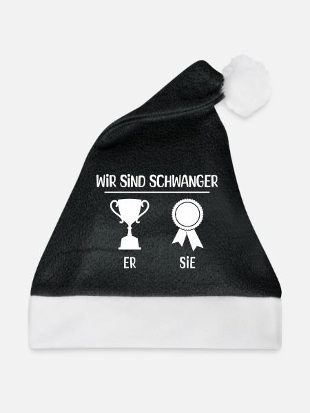 Baby Familienglück Elternteil Statement Schwanger - Weihnachtsmütze - Schwarz/Weiß - Vorne