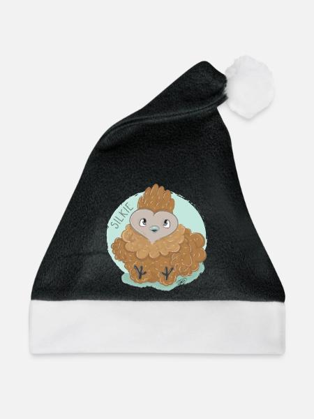 Seidenhuhn Knödel - Weihnachtsmütze - Schwarz/Weiß