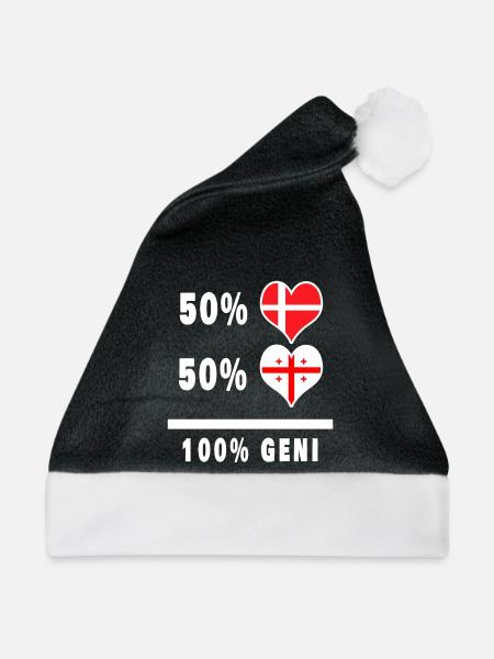 Georgien und Dänemark 100% geniale Flagge - Weihnachtsmütze - Schwarz/Weiß - Vorne