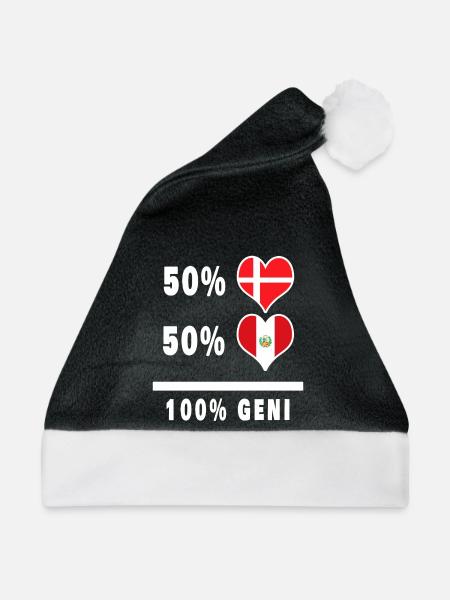 Peru und Dänemark 100% geniale Flagge - Weihnachtsmütze - Schwarz/Weiß