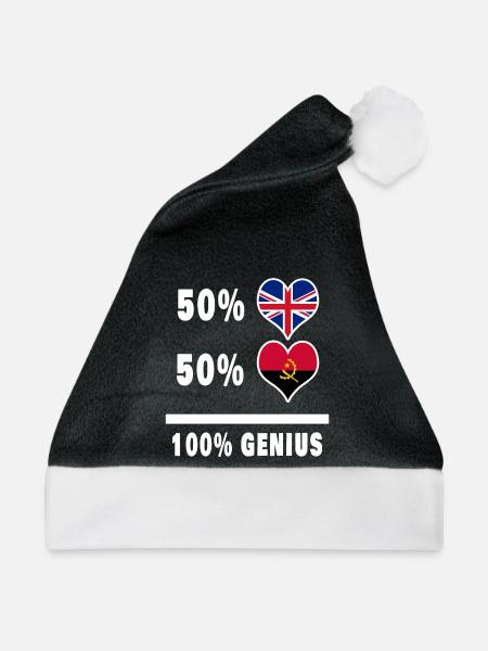 Angola und Großbritannien 100% Genius Flagge - Weihnachtsmütze - Schwarz/Weiß - Vorne