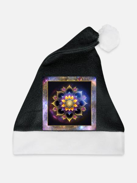 Mandala Lotusblume - Weihnachtsmütze - Schwarz/Weiß