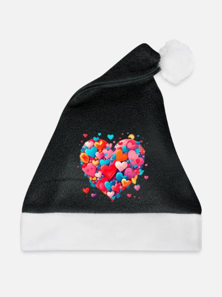 Liebe Herz - Weihnachtsmütze - Schwarz/Weiß