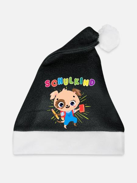 Schulkind - Einschulung 2023 - Für den Schulbeginn - Weihnachtsmütze - Schwarz/Weiß