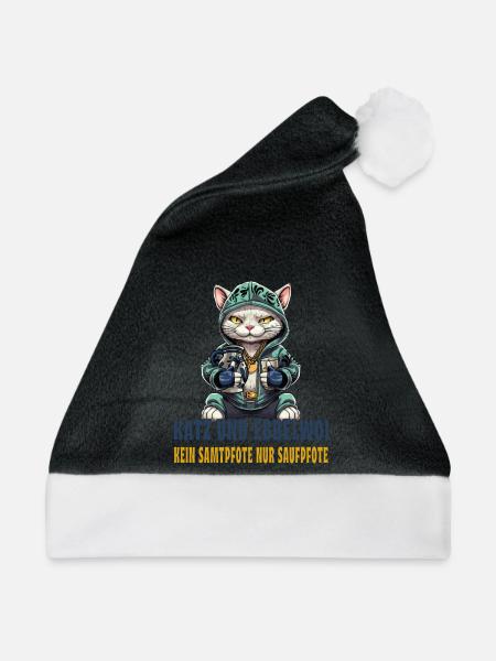 Apfelwein und Katzen Design - Weihnachtsmütze - Schwarz/Weiß