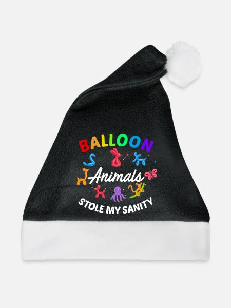 Ballon Twisting Design - Weihnachtsmütze - Schwarz/Weiß - Vorne