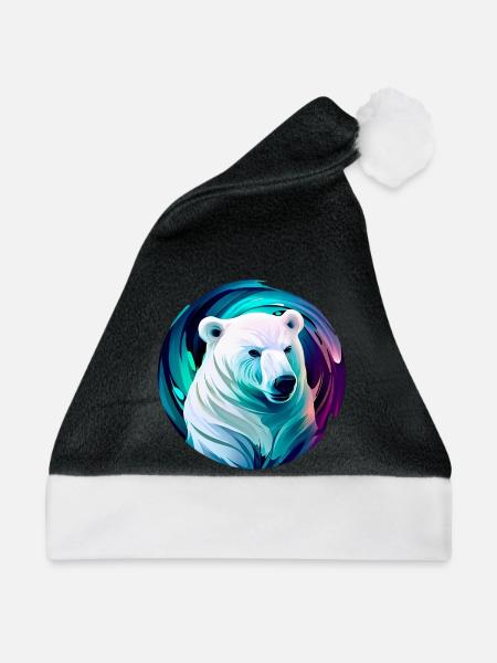 Weißer Eisbär - Weihnachtsmütze - Schwarz/Weiß