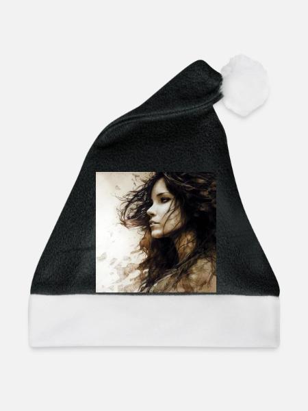 Porträt Frau 01 - Weihnachtsmütze - Schwarz/Weiß
