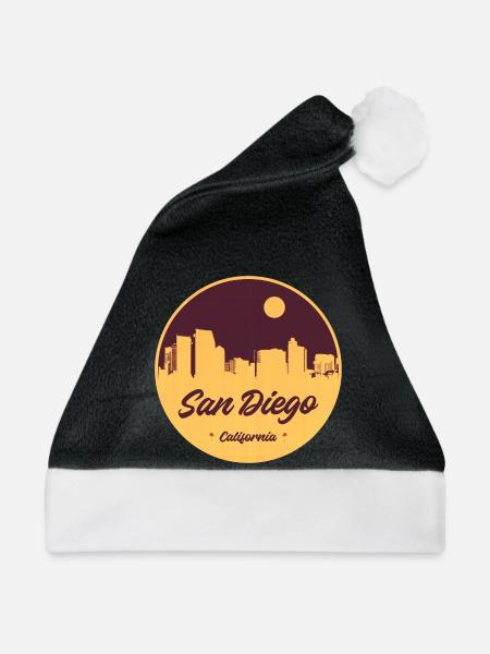 San Diego Skyline Retro Kreisprint - Weihnachtsmütze - Schwarz/Weiß