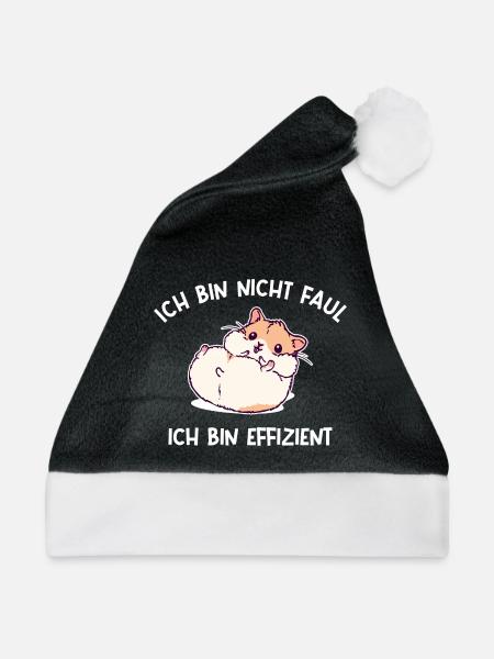 Haustiere Hamster Statement Lieblingstier Heimtier - Weihnachtsmütze - Schwarz/Weiß - Vorne
