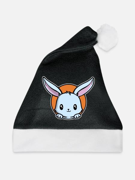 Häschen Haustiere Lieblingstier Knuddeltier - Weihnachtsmütze - Schwarz/Weiß - Vorne