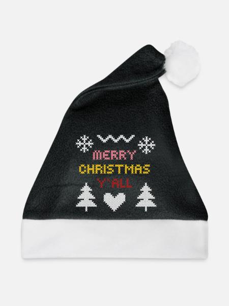 Festliches Weihnachtsherz-Muster - Weihnachtsmütze - Schwarz/Weiß