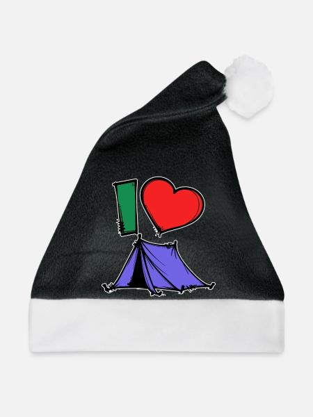 Camping Statement Wanderer Herz Wanderlust Zelten - Weihnachtsmütze - Schwarz/Weiß