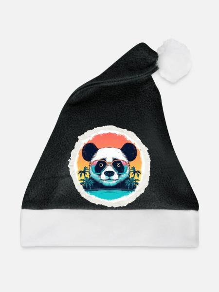 Baby-Panda im Urlaub - Weihnachtsmütze - Schwarz/Weiß
