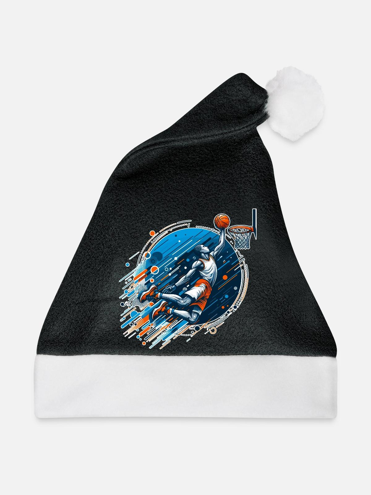 Basketball Dunking Geschenk - Weihnachtsmütze - Schwarz/Weiß - Vorne