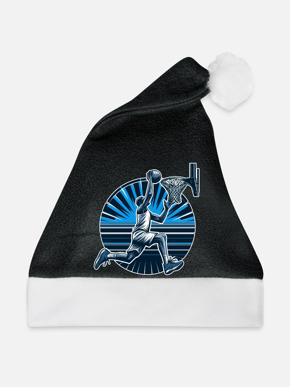 Basketball Dunking Geschenk - Weihnachtsmütze - Schwarz/Weiß - Vorne