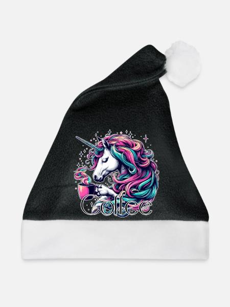 Einhorn Kaffee Geschenk - Weihnachtsmütze - Schwarz/Weiß