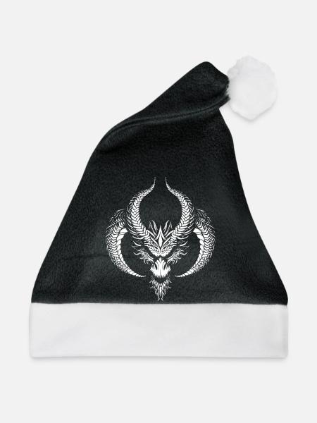 Drachenkopf - Weihnachtsmütze - Schwarz/Weiß - Vorne