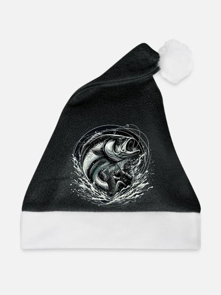 Angeln Angler dynamisch Geschenk - Weihnachtsmütze - Schwarz/Weiß